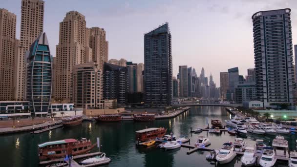 Dubaj Spojené Arabské Emiráty Února 2019 Letecký Výstřelky Pohyblivých Člunů — Stock video