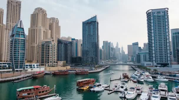 Dubaj Spojené Arabské Emiráty Února 2019 Letecký Výstřelky Pohyblivých Člunů — Stock video