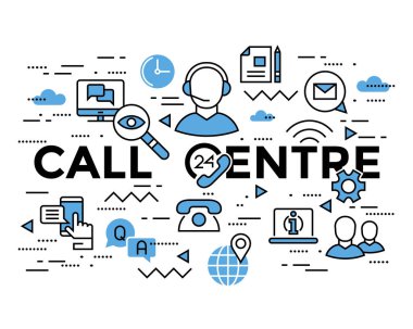 müşteri hizmetleri, çağrı merkezi hattı düz sanat vektörü