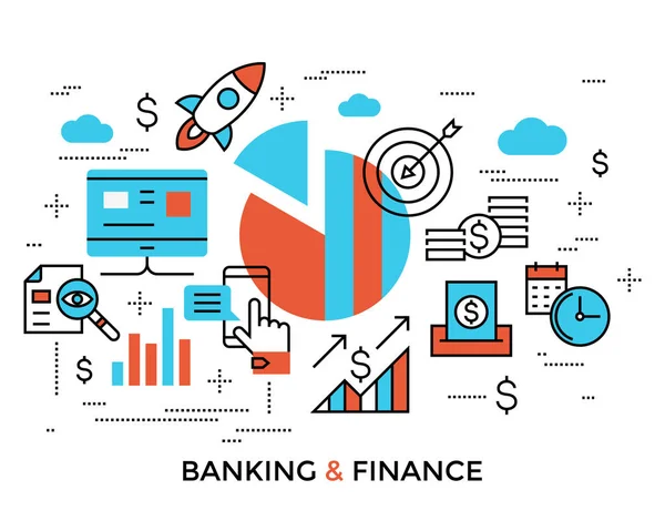Accounting, banking finance flat line icons vector — Stock Vector