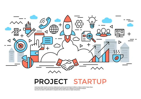 Project startup planning communication teamwork — Stock Vector