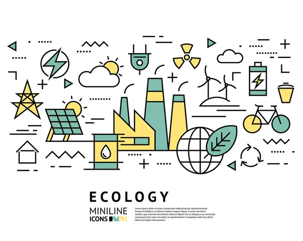 Ecología cuidado de la salud ambiente de fábrica mínimo — Archivo Imágenes Vectoriales