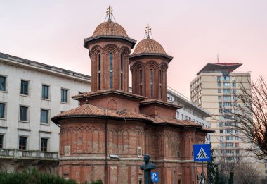BUCHAREST, ROMANIA - 9 HAZİRAN, 2020 Kretzulescu Kilisesi