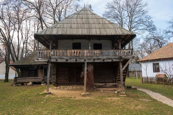 Bucharest Romania Janeiro 2020 Casas Rurais Madeira Museu Nacional Aldeia — Fotografia de Stock