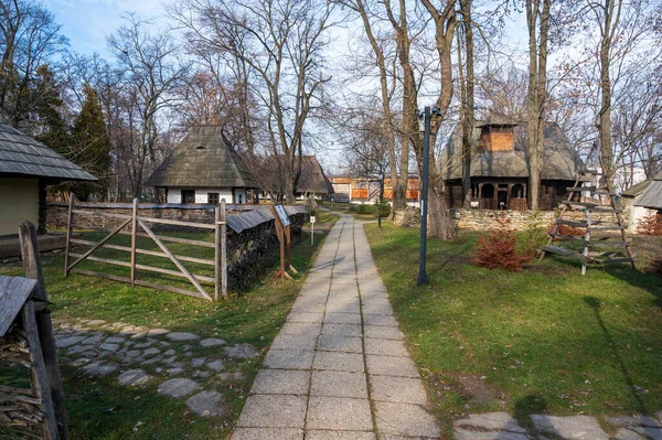 Bucharest Roemenië Januari 2020 Houten Landhuizen Het Nationaal Museum Van — Stockfoto