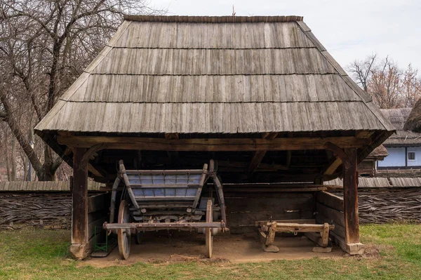 Bucharest Romania Enero 2020 Carruajes Madera Museo Nacional Dimitrie Gusti —  Fotos de Stock