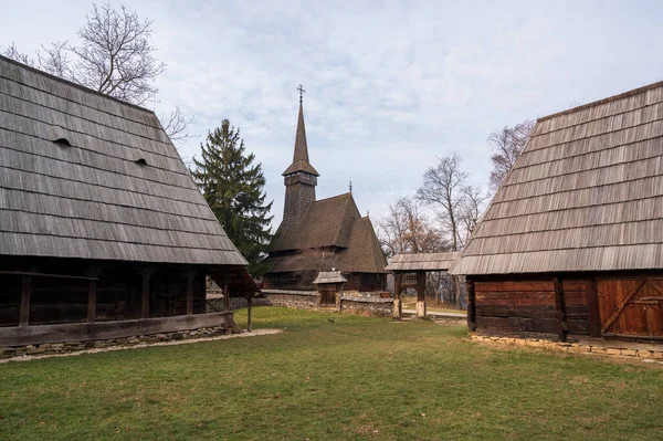 Bukaresz Rumunia Styczeń 2020 Drewniany Wiejski Kościół Narodowym Muzeum Dimitrie — Zdjęcie stockowe