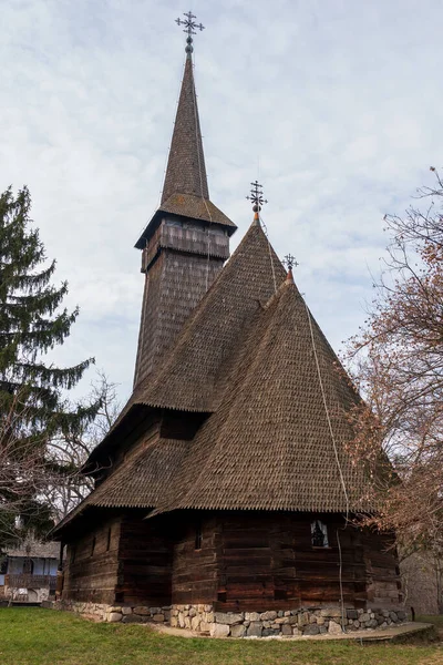 Bukaresz Rumunia Styczeń 2020 Drewniany Wiejski Kościół Narodowym Muzeum Dimitrie — Zdjęcie stockowe