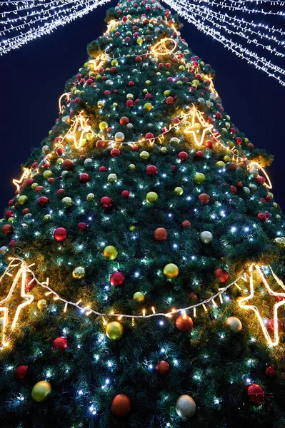 Weihnachtsbaum Mit Beleuchtung Und Spielzeug Bulboaca Moldawien — Stockfoto