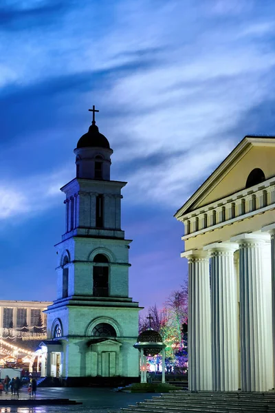 Iglesia Principal Campanario Atardecer Chisinau Moldavia — Foto de Stock