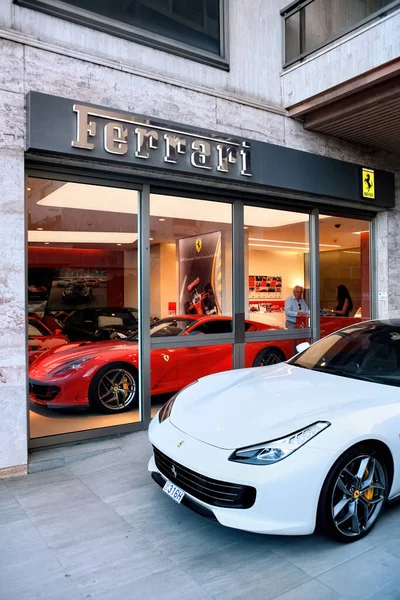 Monaco Monaco September 2019 Parked Ferraris Nærheden Ferrari Butikken - Stock-foto