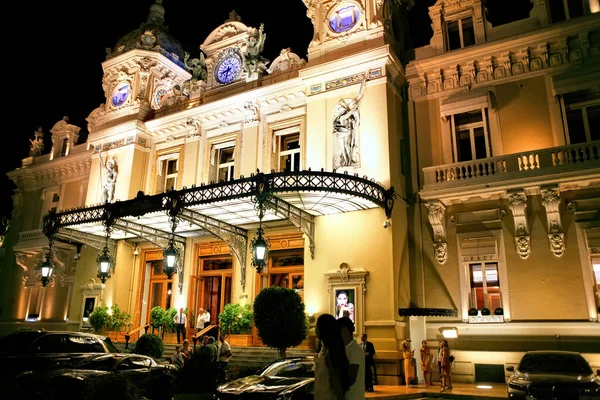 Monaco Monaco Septiembre 2019 Entrada Casino Montecarlo Por Noche Personas — Foto de Stock