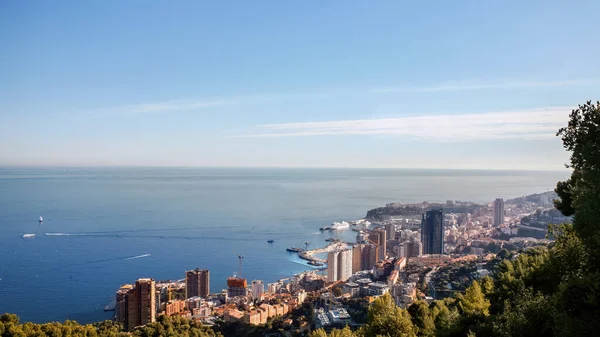 Вид Монако Узбережжя Середземного Моря Пагорба — стокове фото