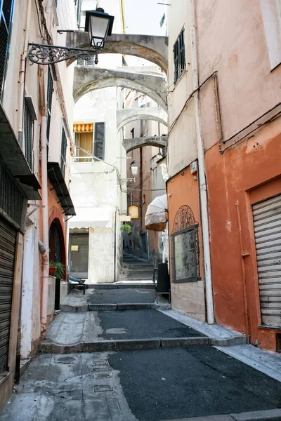 Sanremo Italy September 2019 Narrow Street Made Stone Facades Aged — Stock Photo, Image