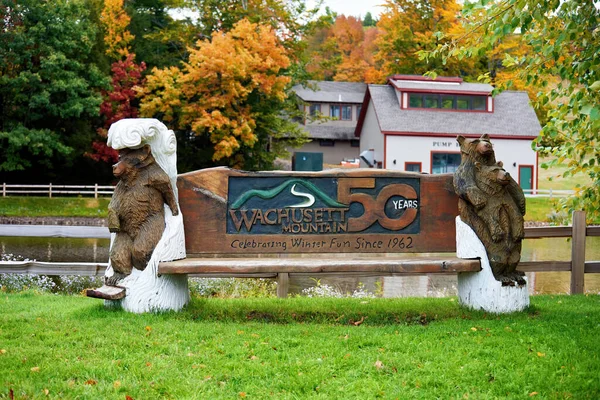 Massachusetts Estados Unidos Octubre 2019 Señal Estación Esquí Montaña Wjalá — Foto de Stock