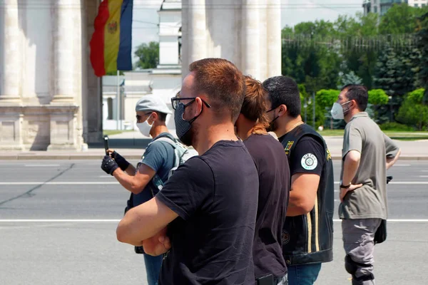Chisinau Moldova Julho 2020 Bikers Reunindo Máscaras Durante Pandemia Com — Fotografia de Stock