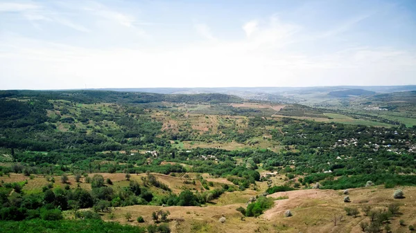 Panorama Shot Nature Moldova Hills Fields Village — Stock Photo, Image