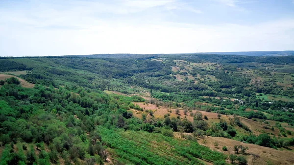 Panorama Natury Mołdawii Wzgórza Pola Pokryte Zielenią — Zdjęcie stockowe