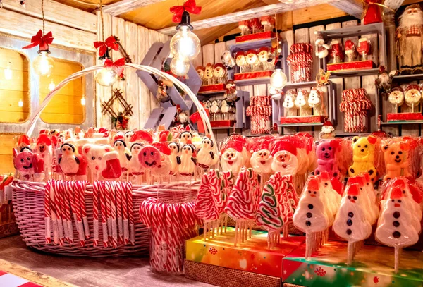 Una Gran Variedad Dulces Navidad Caramelo Mercado Navidad Chisinau Moldavia — Foto de Stock