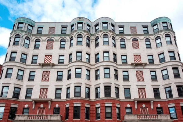 Edifício Apartamento Residencial Antigo Com Fachada Pedra Boston Eua — Fotografia de Stock