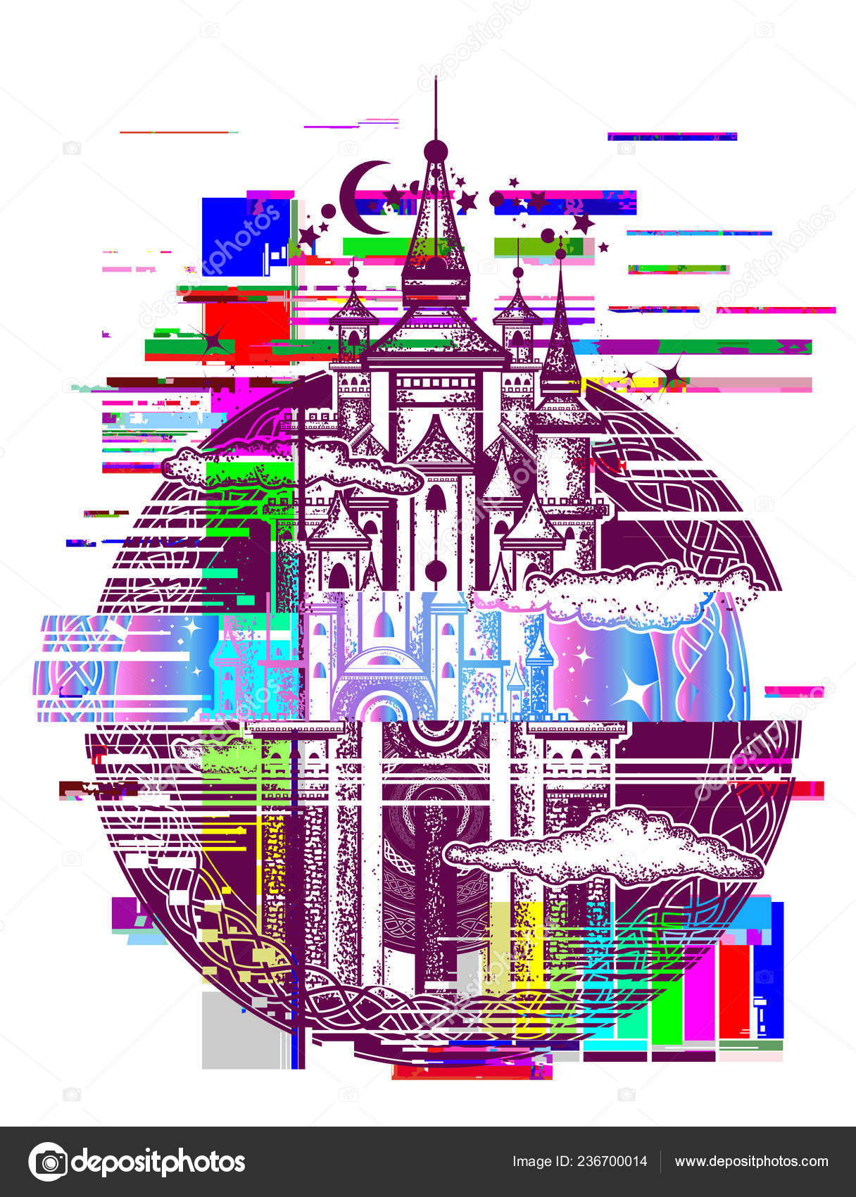 Medieval Castle Glitch Tattoo Art Symbol Fairy Tale Dream Magic Vector Image By C Intueri Vector Stock