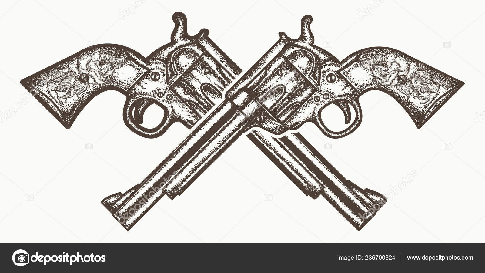 Crossed Guns Tattoo Shirt Design Wild West Weapon Crossed Vintage Stock Vector Image By C Intueri