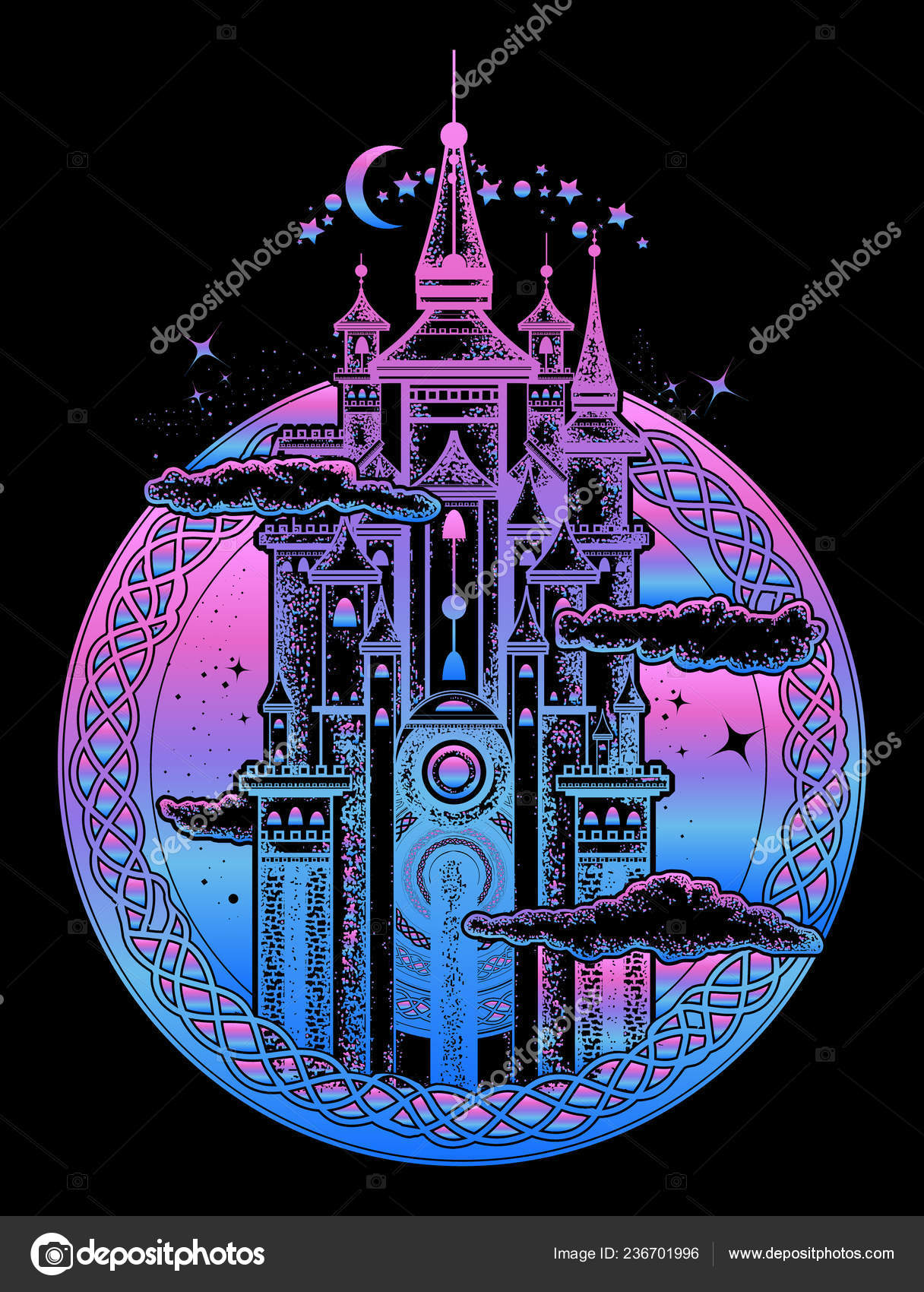 Magic Medieval Castle Tattoo Art Symbol Fairy Tale Dream Vector Image By C Intueri Vector Stock