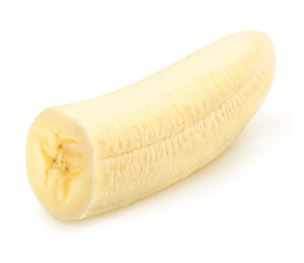 ครึ่งหนึ่งของกล้วยแยกกันบนสีขาว . — ภาพถ่ายสต็อก