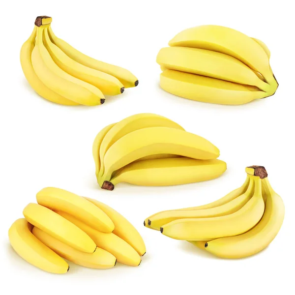 Kolekcja banany na białym tle. — Zdjęcie stockowe