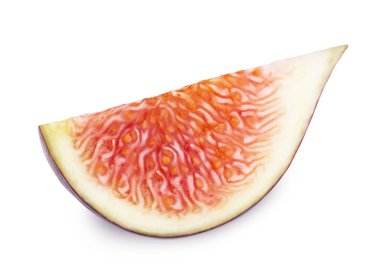 Beyaz izole olgun sulu incir dörtte.