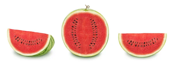 Die Hälfte der leckeren Wassermelone auf weißem Hintergrund. — Stockfoto