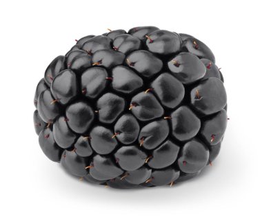 Olgun tek blackberry beyaz izole.