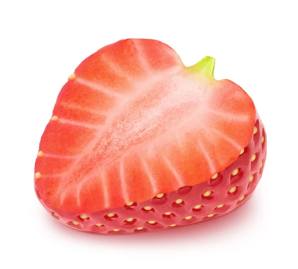 La moitié de la fraise isolée sur un blanc . — Photo