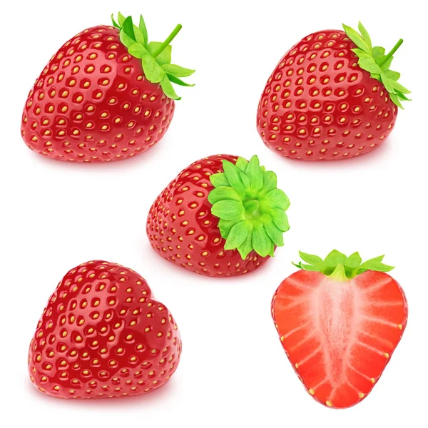 Uppsättning av jordgubbar isolerad på en vit. — Stockfoto