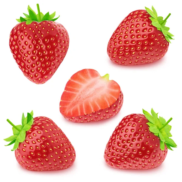 Uppsättning av jordgubbar isolerad på en vit. — Stockfoto