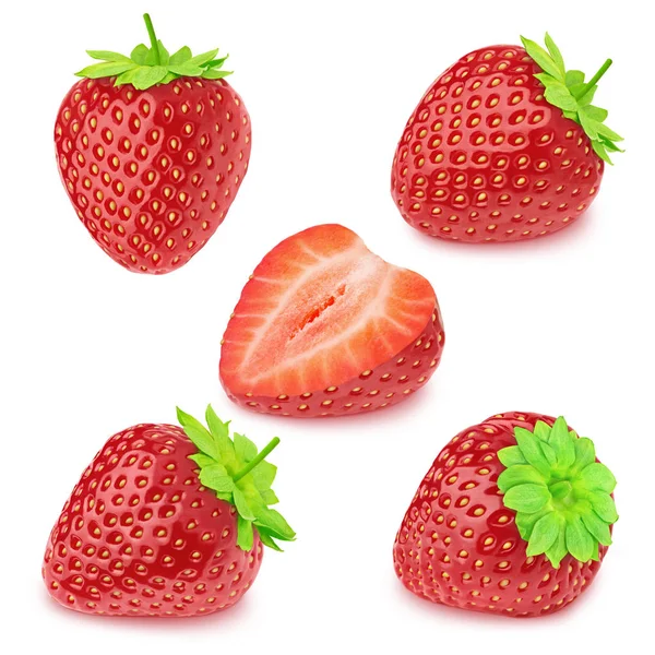 Ensemble de fraises isolées sur un blanc . — Photo