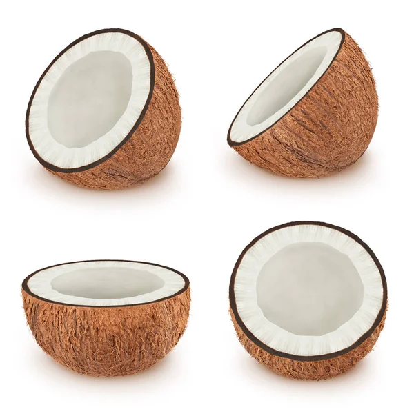 Set di noci di cocco isolate su un bianco . — Foto Stock