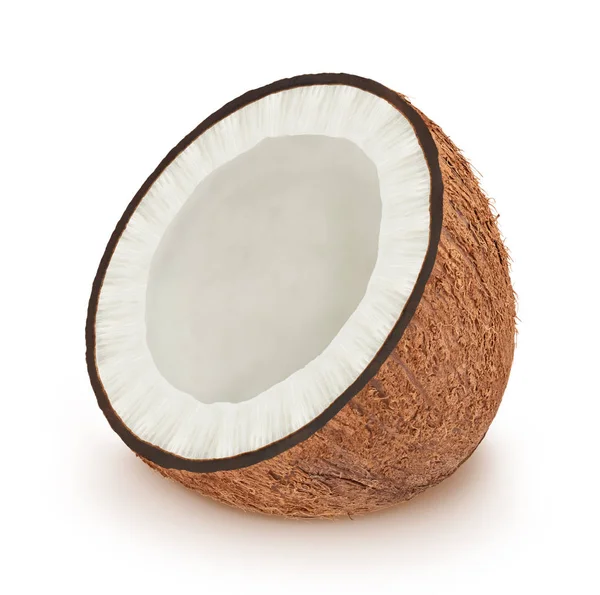 Metade do coco isolado num branco . — Fotografia de Stock