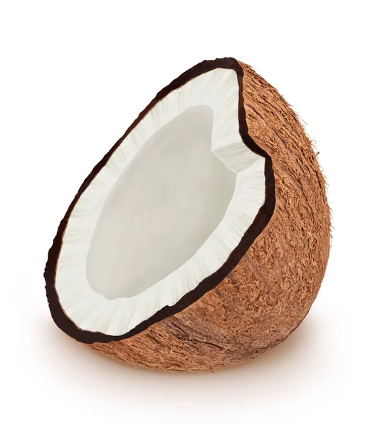 Die Hälfte der Kokosnuss isoliert auf einem weißen. — Stockfoto