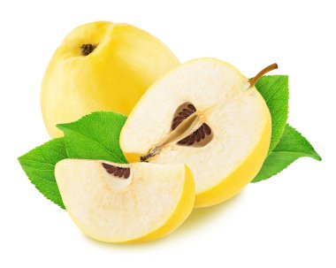 Beyaz arka planda izole edilmiş Apple-quinces ile kompozisyon.