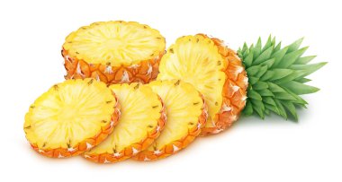Beyaz bir arka plan üzerinde izole kesilerek ananas.