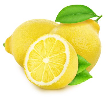 Beyaz arkaplanda izole edilmiş limonlu kompozisyon.