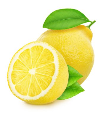 beyaz arka plan üzerinde izole bütün ve yarıya limon.