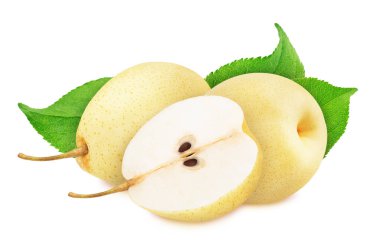 Beyaz Arka Plan üzerine Izole Asya Armut ile Kompozisyon