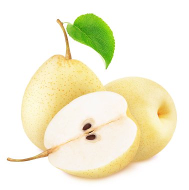 Beyaz Arka Plan üzerine Izole Nashi Armut ile Kompozisyon