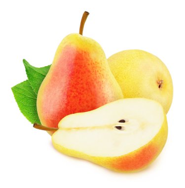 Beyaz Arka Plan üzerine Izole Kırmızı Armut ile Kompozisyon