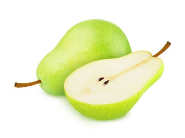 Beyaz Arka Plan üzerine Yalıtılmış Yeşil Armut ile Kompozisyon