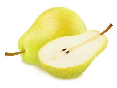 Beyaz Arka Plan üzerine Yalıtılmış Sarı Armut ile Kompozisyon