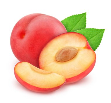 Beyaz Arka Plan üzerine Izole Kırmızı Erik ile Kompozisyon