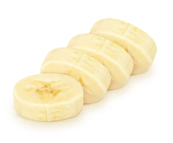 Banano cortado aislado sobre un fondo blanco . — Foto de Stock